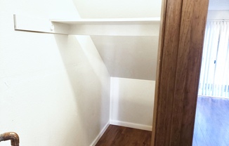 Closet interior beneath the stairs