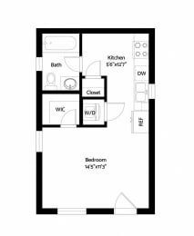 Studio, 1 bath, 369 sqft, $1,050