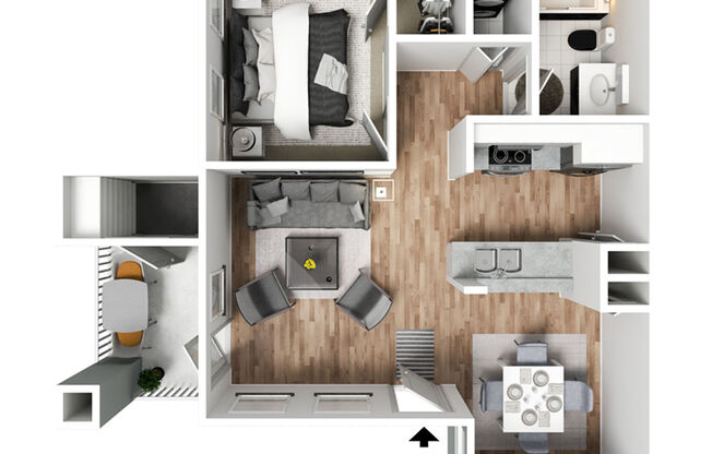 1 bed, 1 bath, 661 sqft, $1,110