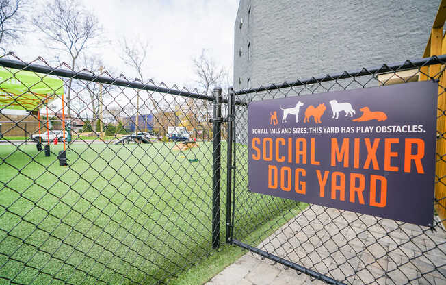 A sign for a Social Mixer at the Dog Yard.