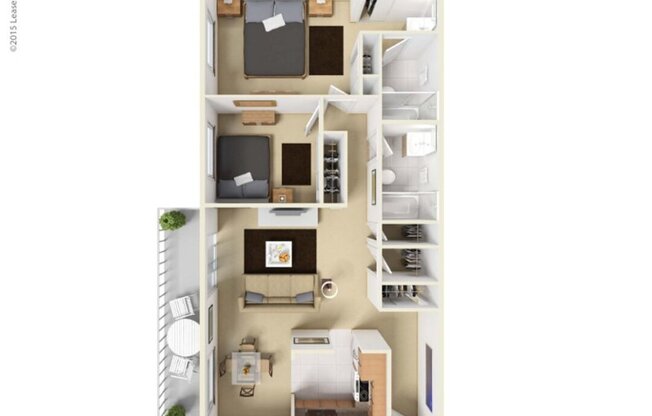 2 beds, 2 baths, 1,100 sqft, $1,390