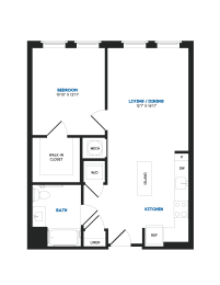 1 bed, 1 bath, 727 sqft, $2,061