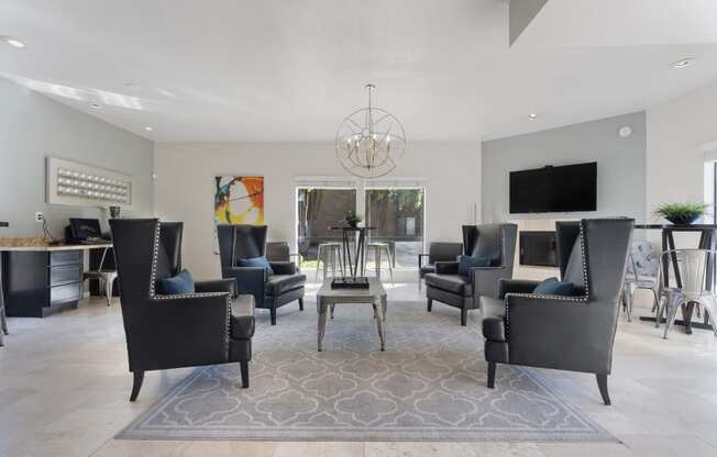 Lounge area at Avenue 8 Apartments in Mesa AZ Nov 2020