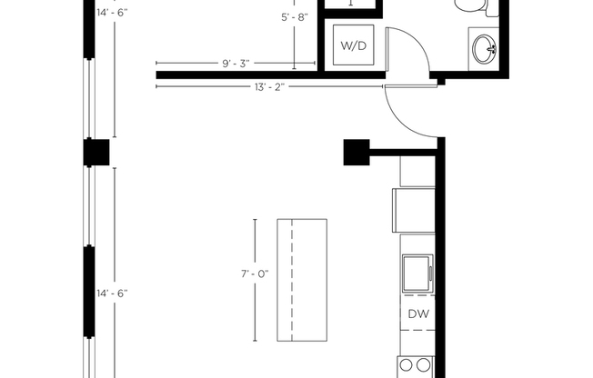 1 bed, 1 bath, 587 sqft, $1,515, Unit 213