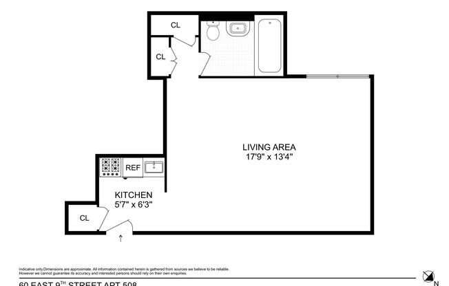 Studio, 1 bath, $3,200, Unit 508