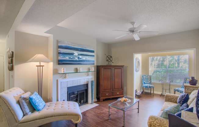 Enclave at Wolfchase Apartments in Cordova Tennessee photo of living room with fireplace