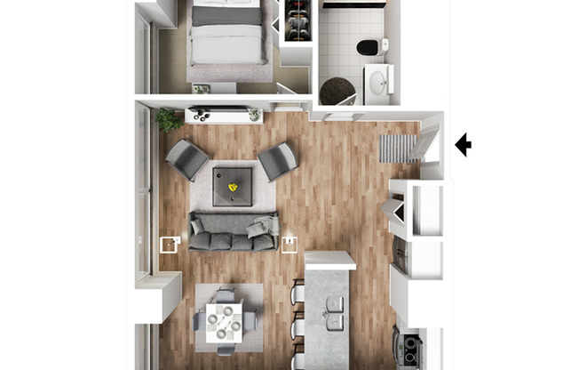 1 bed, 1 bath, 674 sqft, $968, Unit 1-C302