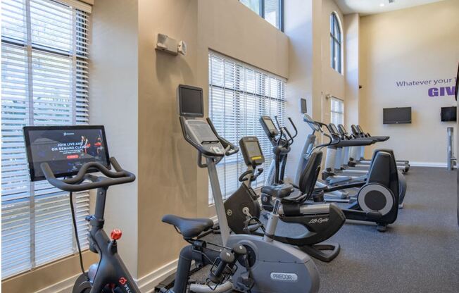 Peloton bicycle and elliptical.