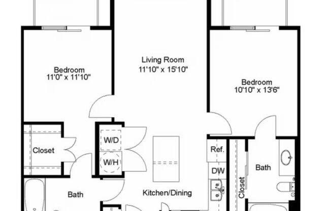 2 beds, 2 baths, 961 sqft, $1,522, Unit 4208