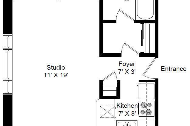 Studio, 1 bath, 450 sqft, $1,525, Unit 531-511