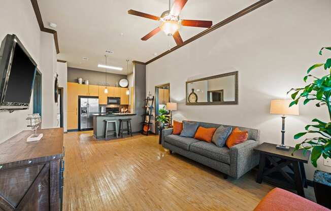 Foothills at Old Town Apartments wood-style flooring and ceiling fan