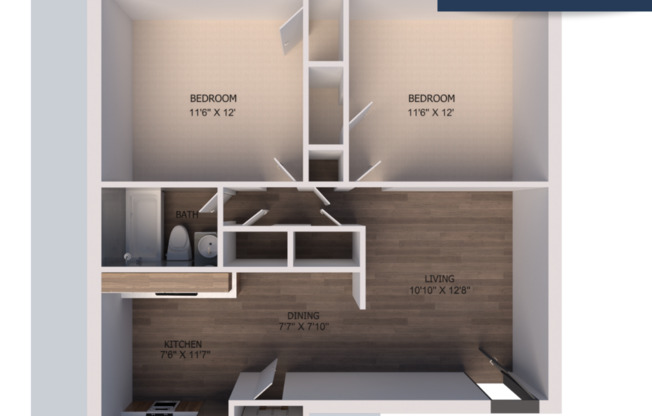 2 beds, 1 bath, 850 sqft, $815