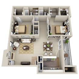 2 beds, 2 baths, 1,025 sqft, $1,424