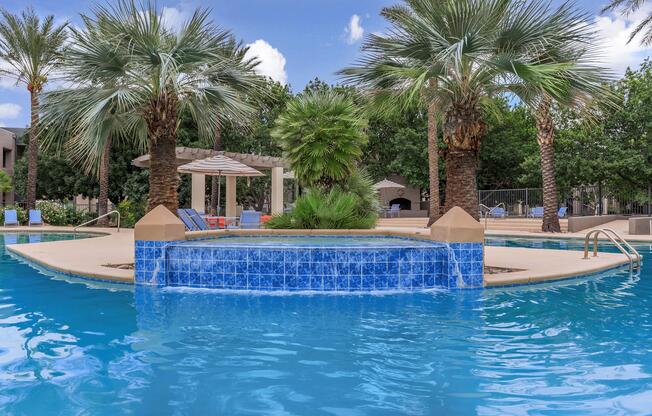 a blue pool of water