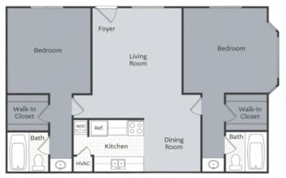 2 beds, 2 baths, 950 sqft, $999