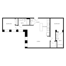 2 beds, 2 baths, 1,002 sqft, $1,858