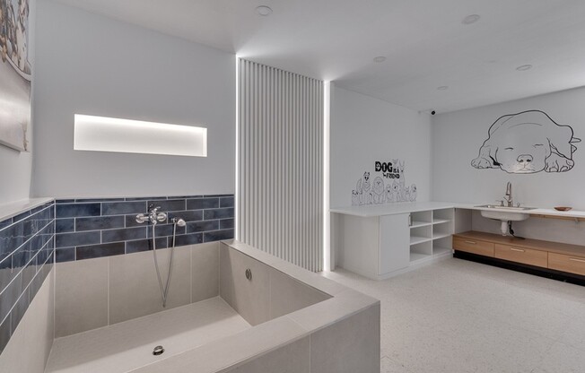 Indulge in luxury living at Crossings @ 501 Apartments. This stunning bathroom features modern finishes, sleek lines, and a spacious design ideal for relaxation. Transform your lifestyle today—schedule your tour and elevate your home experience!