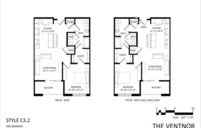 1 bed, 1 bath, 764 sqft, $1,300, Unit 219