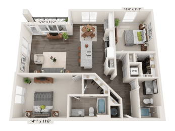 2 beds, 2 baths, 1,237 sqft, $1,896