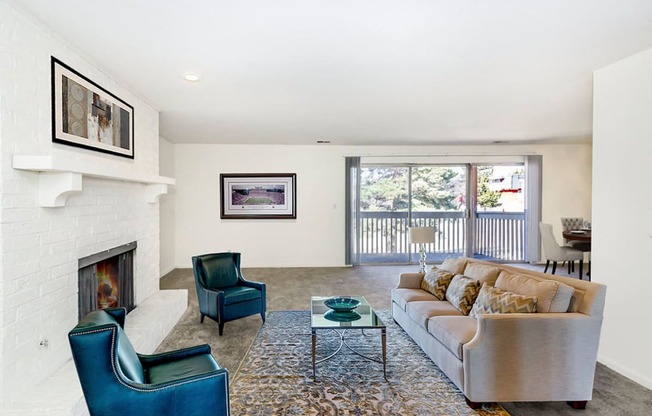 Living Room with windows at The Bridges at Foxridge, Mission, KS, Kansas, 66202