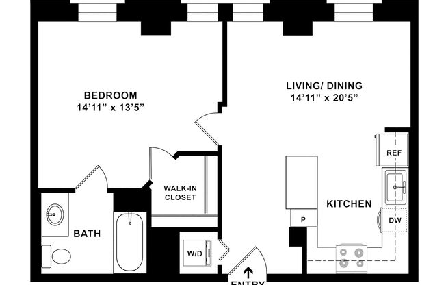 1 bed, 1 bath, 682 sqft, $2,345, Unit O-0507