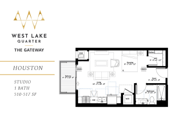 Studio, 1 bath, 510 sqft, $1,385