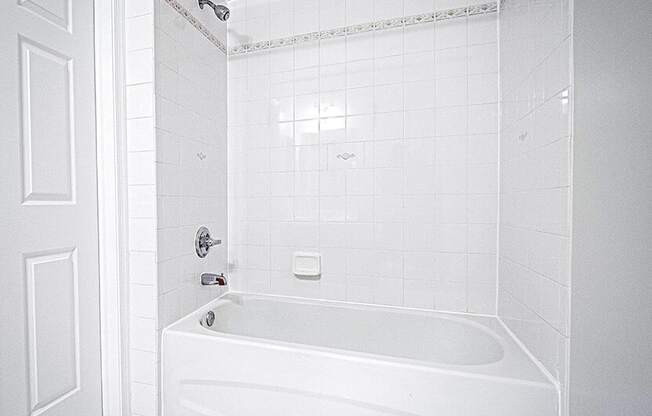 Ceramic tile bathrooms include large showers at Heritage Court, New Jersey