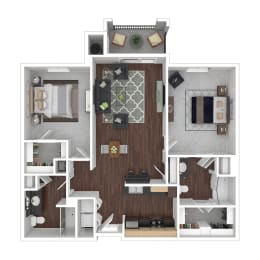2 beds, 2 baths, 1,055 sqft, $1,494