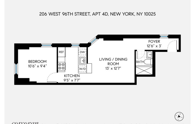 1 bed, 1 bath, $3,800, Unit 4D