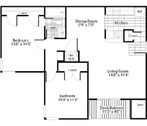 2 beds, 1 bath, 876 sqft, $2,278