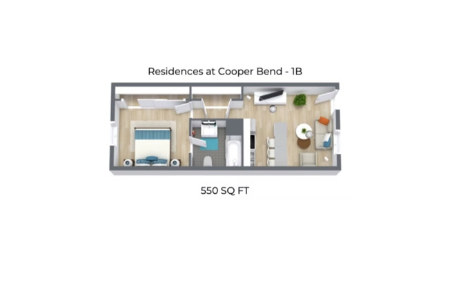 1 bed, 1 bath, 550 sqft, $1,075, Unit 9B