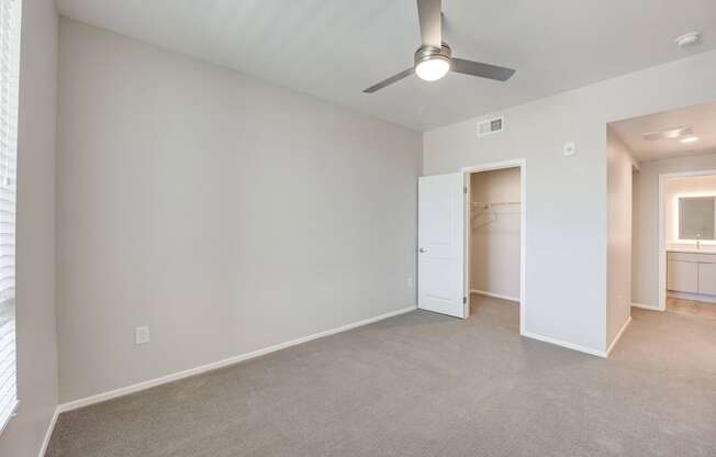 Guest Bedroom with ceiling fan at The Overlook Santa Clarita, CA 91350