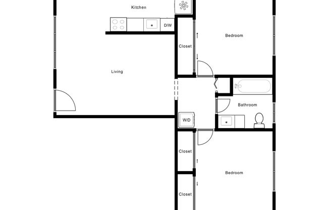 2 beds, 1 bath, 770 sqft, $1,644, Unit 506