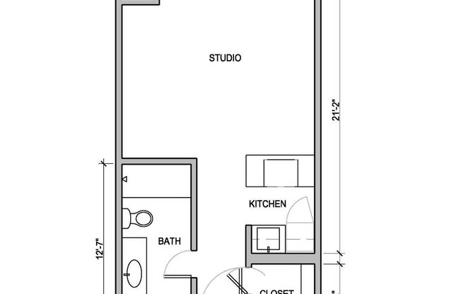 Studio, 1 bath, 425 sqft, $1,700, Unit Unit #110A