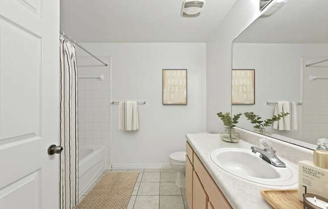 Bathroom with white walls and a white sink