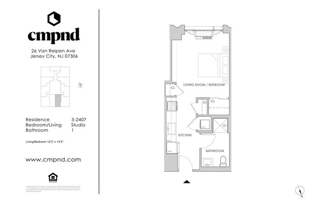Studio, 1 bath, 422 sqft, $2,350, Unit 507