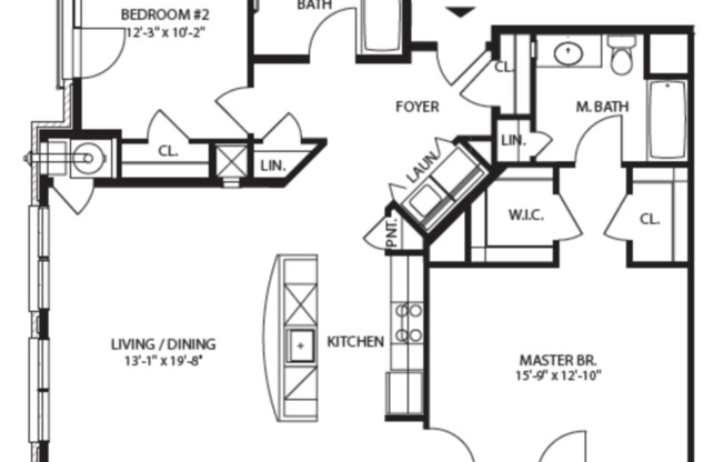 2 beds, 2 baths, 1,268 sqft, $3,109