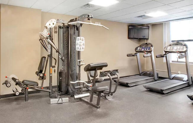 Fitness Center With Updated Equipment at The Residences At Hanna Apartments, Cleveland, OH, 44115