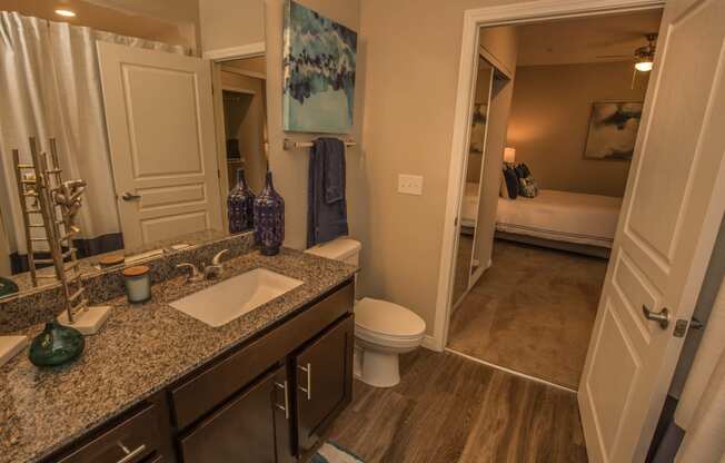 Bath vanity and cabinet at Level 25 at Oquendo by Picerne, Nevada, 89148