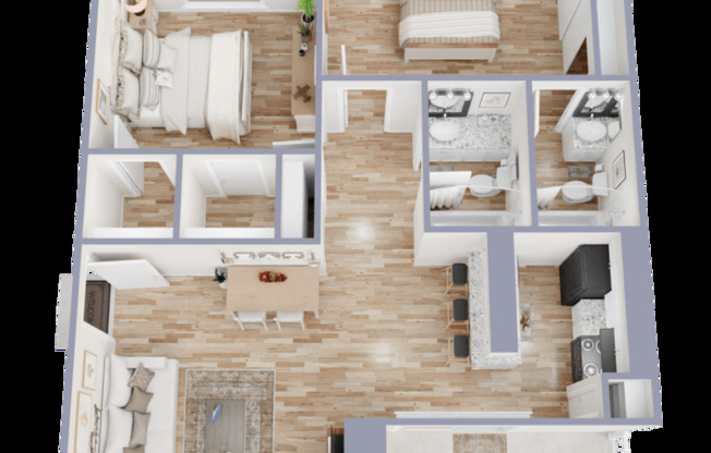 2 beds, 2 baths, 900 sqft, $1,299