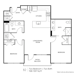 2 beds, 2 baths, 968 sqft, $1,652
