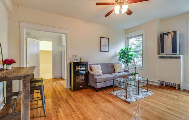 Two-bedroom apartment living area (staged) at 4115 Wisconsin, Washington, DC, 20016