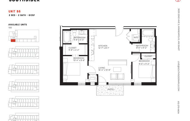 2 beds, 2 baths, 817 sqft, $1,615, Unit 100