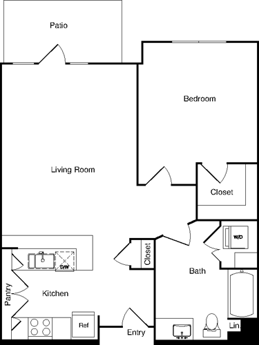 1 bed, 1 bath, 745 sqft, $2,704