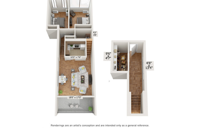 Chiswick 2 Bed 3D Floor Plan