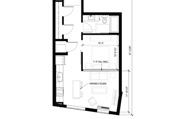 1 bed, 1 bath, 560 sqft, $1,405, Unit 309