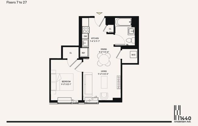 1 bed, 1 bath, $3,595, Unit 1719