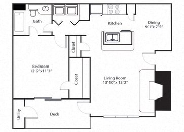 1 bed, 1 bath, 801 sqft, $1,117