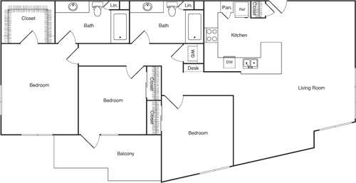 3 beds, 2 baths, 1,423 sqft, $4,515, Unit 306