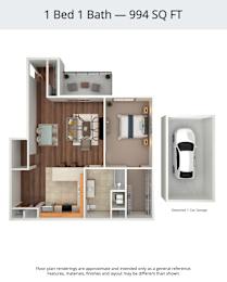 1 bed, 1 bath, 994 sqft, $1,449
